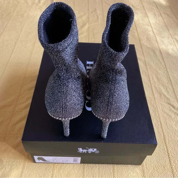 BARLEY WORN ….COACH WHITNEY LUREX BOOTIE Ankle Boots - Picture 10 of 11